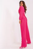 Casual Blouse and Pants Set with Tie Waist and Pockets