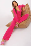 Casual Blouse and Pants Set with Tie Waist and Pockets