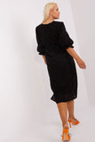 Embroidered Cotton Plus Size Dress with Tie Waist