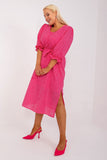 Embroidered Cotton Plus Size Dress with 3/4 Sleeves