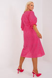 Embroidered Cotton Plus Size Dress with 3/4 Sleeves