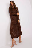 Openwork Long Knit Dress with Decorative Side Slits