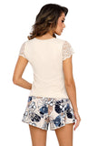Soft Summer Morning Two-Piece Pajamas with Lace Sleeves