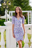 Elegant Mini Dress with Ruffled Sleeves and Patterns