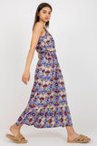 Heart Neckline Long Summer Dress with Ruffle Hem