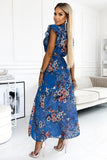 Floral Chiffon Aria Dress with Envelope Neckline & Belt