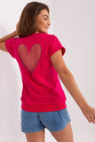 Short Sleeve Blouse with Heart-Shaped Mesh Insert