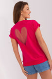 Short Sleeve Blouse with Heart-Shaped Mesh Insert