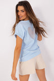 Heart-Shaped Mesh Back Short Sleeve Blouse