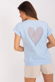 Heart-Shaped Mesh Back Short Sleeve Blouse