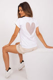 Short Sleeve Blouse with Heart-Shaped Mesh Insert