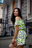 Elegant Summer Jumpsuit with Ruffle Neckline and Pockets