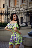 Elegant Summer Jumpsuit with Ruffle Neckline and Pockets