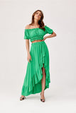 Asymmetrical Blouse and Skirt Set with Ruffles