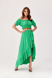 Asymmetrical Blouse and Skirt Set with Ruffles