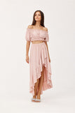 Asymmetrical Blouse and Skirt Set with Ruffles