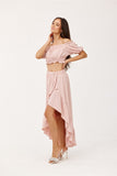 Asymmetrical Blouse and Skirt Set with Ruffles