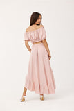 Asymmetrical Blouse and Skirt Set with Ruffles