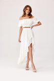Asymmetrical Blouse and Skirt Set with Ruffles