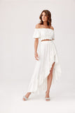 Asymmetrical Blouse and Skirt Set with Ruffles