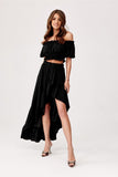 Asymmetrical Blouse and Skirt Set with Frills