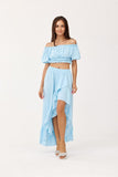Asymmetrical Blouse and Skirt Set with Ruffled Details
