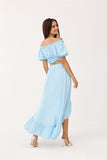 Asymmetrical Blouse and Skirt Set with Ruffled Details