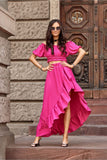 Asymmetrical Blouse and Skirt Set in Soft Fabric