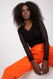 Fitted Ribbed Blouse with Long Sheer Sleeves and Heart Neckline