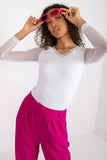 Fitted Ribbed Blouse with Long Transparent Sleeves