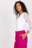 Fitted Ribbed Blouse with Long Transparent Sleeves