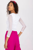 Fitted Ribbed Blouse with Long Transparent Sleeves