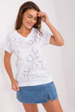 Glitter Heart Print Loose Cut Short Sleeve Blouse