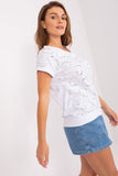 Glitter Heart Print Loose Cut Short Sleeve Blouse
