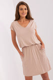 Looser Cut Dress with Short Sleeves and Heart Neckline