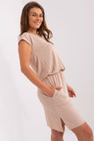 Looser Cut Dress with Short Sleeves and Heart Neckline