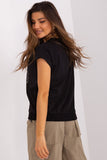 Decorative Cotton Blouse with Short Sleeves and Round Neckline