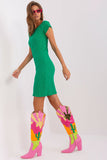 Asymmetrical Pencil Cut Dress with Short Sleeves