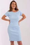 Asymmetrical Pencil Cut Dress with Short Sleeves