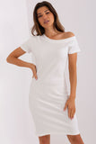 Asymmetrical Pencil Cut Dress with Short Sleeves
