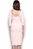 Elegant Midi Dress with 3/4 Sleeves and Boat Neckline