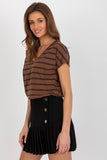 Striped Women's Short Sleeve Heart Neck T-Shirt