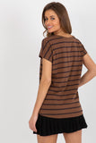 Striped Women's Short Sleeve Heart Neck T-Shirt