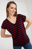 Striped Women's T-Shirt with Heart Neckline and Short Sleeves