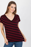 Striped Women's T-Shirt with Heart Neckline and Short Sleeves