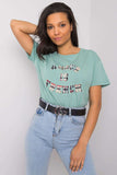 Loose Fit Women's T-Shirt with Decorative Front Inscription