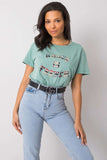 Loose Fit Women's T-Shirt with Decorative Front Inscription