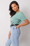 Loose Fit Women's T-Shirt with Decorative Front Inscription