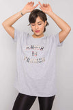 Looser Cut Women's T-Shirt with Decorative Front Inscription