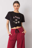Loose-Fit Women's T-Shirt with Decorative Front Inscription